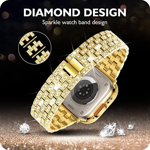 Dabaoza kompatibilni Apple Watch Band 38 mm 40 mm 41 mm 42 mm 44 mm 45 mm serije 8 7 6/se 5 4 3 2 1, dijamantski futrola + ženski nakit
