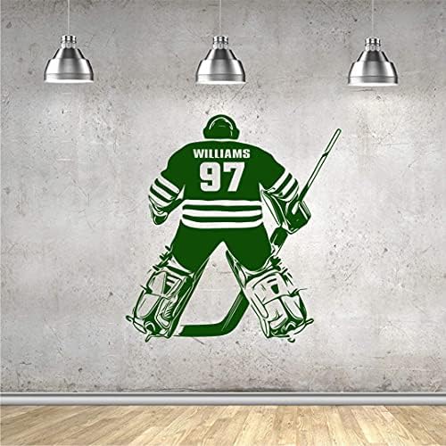 Bestdecor4you prilagođeno ime i broj Personalizirani zidni naljepnica hokejaša - Odaberite svoje ime i broj dresova golmanskog igrača