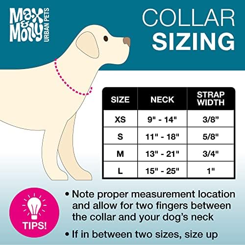 Max & Molly Dog & Puppy ovratnik s kopčom za napajanje, zabavni stil za male, srednje, velike pse i štenad, vodootporan, udoban, podesiv,
