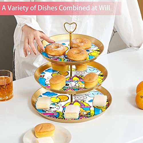 3 slojeva za deserte stalak za cupcake voćni tanjur plastika za posluživanje zaslona za vjenčanje za rođendan dječji tuš čajanke ukrasi