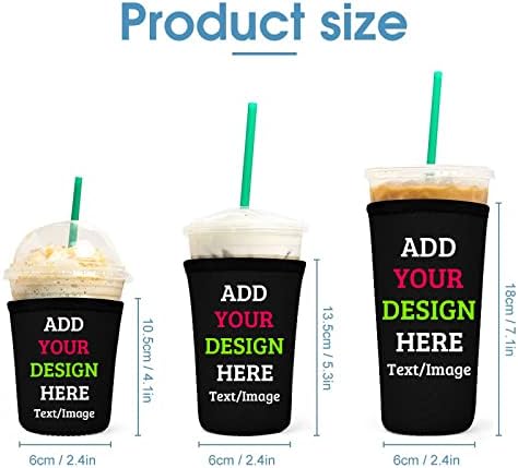 Prilagođeni ledeni rukavi za kavu za višekratnu upotrebu, personalizirani neoprenski izolacijski rukav s vama tekst fotoaparat, prilagođeni