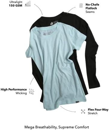 Woolly Clothing Co. Ženska merino vuna fleksibilna košulja s dugim rukavima - Ultralight - Wicking Anti -Odor prozrači