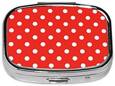 Crvena i bijela polka dot kvadratna mini tableta kutija za putnički lijek metal organizator tableta s ogledalom