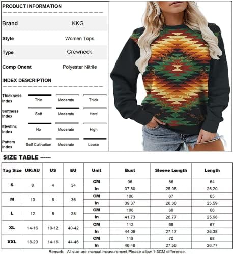 Ženski aztec geometrijski print dugi rukavi Top Slatka zapadnjačka odjeća za odjeću majice puloverske majice