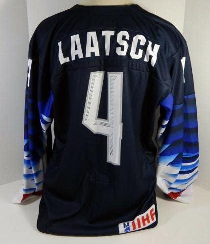 2021 Team USA Hockey Daniel Laatsch 4 Igra izdana Blue Jersey U18 World Junior - Igra korištena NHL dresova