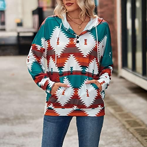 Nekmopo Jesenski džemperi za žene 2022 modni ženski ležerni gumb s kapuljačom na kapuljač