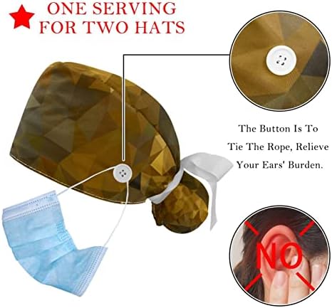 Lorvies Medicinske kape za žene s gumbima dugačka kosa, 2 komada podesiva radna kapa, apstraktnopsyshedelic vrtlog trippy