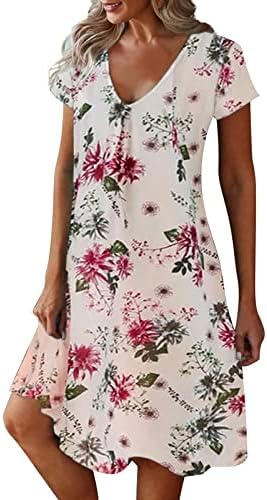 Beskordna ljetna haljina Ženska moda tipa V vrat Cvjetni cvjetni cvjetni cvjetni cvjetni ljetni haljine za