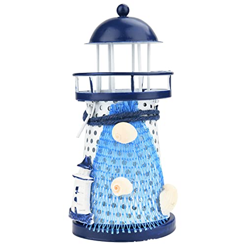 _ Ručno izrađeni metalni svijećnjak sa svjetionikom, držač čajnih svjetiljki, ukras za dom s morskom tematikom