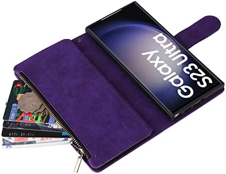 Torbica LBYZCASE za S23 Ultra 5G s utorima za kartice [zaključavanje RFID], čvrsti sklopivi stalak-folio magnetskom kopčom, kožni novčanik