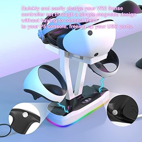 Magnetsko punjenje pristaništa za PSVR2 kontrolere za punjenje s VR držačem za prikaz slušalica s RGB osvjetljenjem fantastične igračke