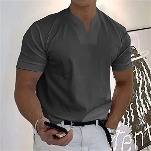 AMZOC Plain majice muškarci, ležerna majica s majicom s kratkim rukavima s kratkim rukavima.