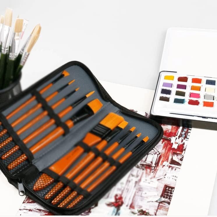 SXDS 10pcs akvarelno ulje Slikanje multifunkcionalne najlonske četke s platnenom vrećicom Art Popsies Set (boja: e, veličina