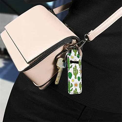 1pcs držač štapića za privjesak za ključeve s printom biljaka Kaktusa držač balzama za usne privjesak za ključeve lagana torbica za