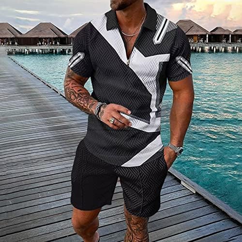 BMISEGM Ljetne majice za muškarce 3D odijelo s kratkim rukavima kratke hlače Tropske havajske sportske jakne Sports Sports Sports