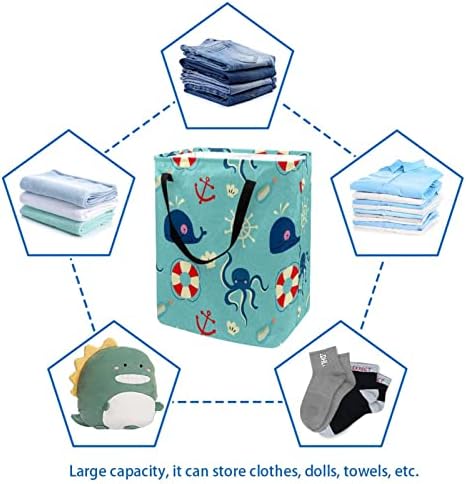 Hobotnica kitovi kompas tiskani pojas za spašavanje sklopiva košara za rublje, 60L vodootporne košare za rublje, košara za pranje odjeće,