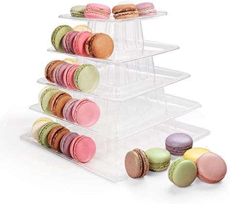 Adv-jedan 5 slojeva kvadratni macaron toranj stalak za tortu zaslon stalak za cupcake, plastični prozirni slojevi deserti koji poslužuju