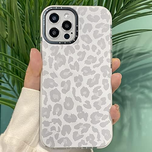 Ctedler White Leopard Svijetlo siva futrola za iPhone 13 Pro, Bijeli Cheetah Print Slatki elegantni mekani TPU zaštitni šok zaštitni