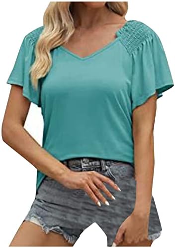 Ženski vrhovi kratkih rukava, modna solidna boja ležerna košulja labava udobna majica okrugli vrat kratki rukav vrh
