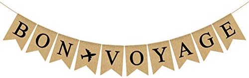 Jute Burlap Bon Voyage natpis s avionom za umirovljenje, tema putovanja, ukras za krstarenje zabavom