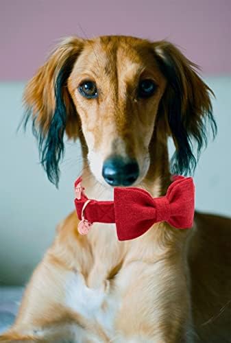 Hfdgdfk crvena pamučna tkanina pseća ovratnik luk set za velikog i malog psa božićni pseći ovratnik