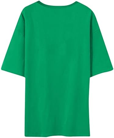 Žene St Patrick Day Majica Zelena sretna irska shamrock majice casual modni kratki rukav pulover vrhovi pulovera