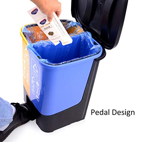 Dvostruko smeće za smeće limenka plastična kanta za razvrstavanje smeća, kuhinjska dnevna soba s pokrovom pedale 20L vanjskih kaša