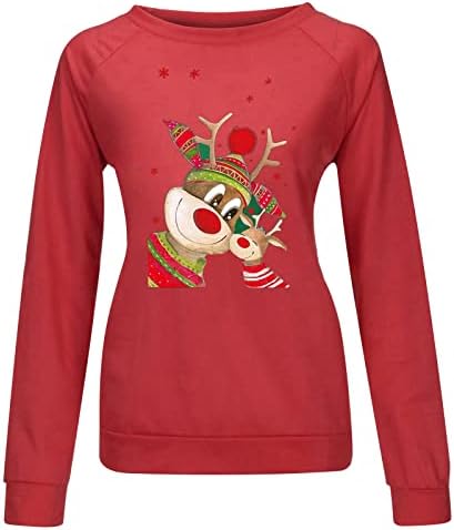 Ženske dukseve Slatki elk print casual pulover s dugim rukavima vrhovi božićni okrugli vrat print majica
