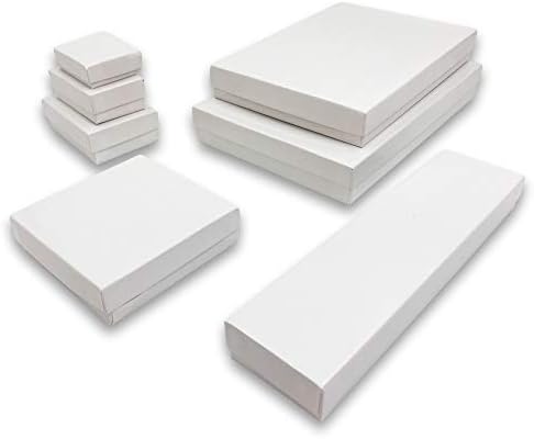 888 zaslon-pakiranje od 10 kutija veličine 2 1/8 1 5/8 3/4, bijele sjajne kutije za nakit ispunjene sjajnim pamukom