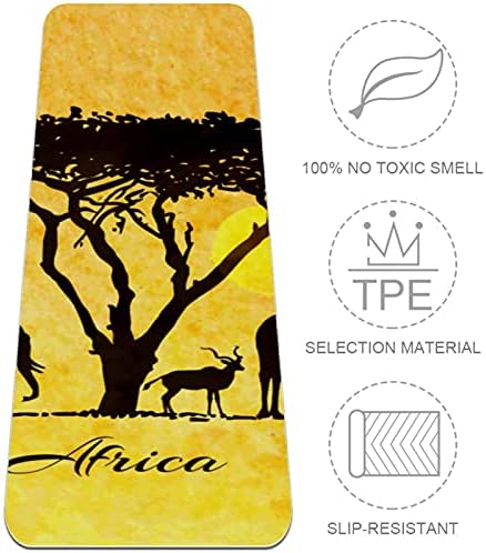 Žuta afrička životinjska silueta Premium debela joga prostirka ekološka guma za zdravlje i kondicija bez klizanja za sve vrste vježbanja