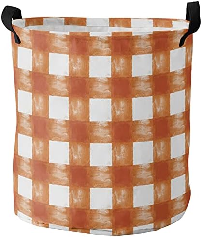 Rustikalna narančasta jesenska velika karirana košarica za rublje vodootporna košara za dječju odjeću sklopive karirane košare za rublje
