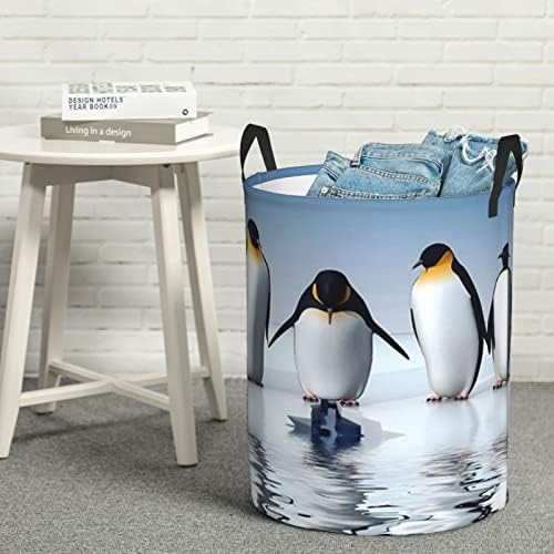 Velika košara za rublje s printom pingvina s ručkom sklopiva vodootporna košara za rublje za spavaću sobu mala kupaonica
