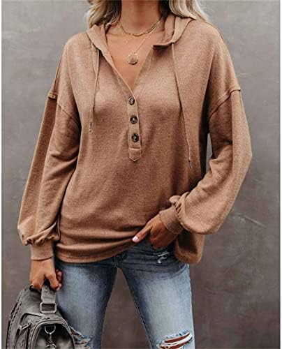 Ženski labavi o ovratnik kardigan pulover za izvlačenje opušteno uklanjanje čvrste boje kapuljača s kapuljačom Sport Sport dukserica