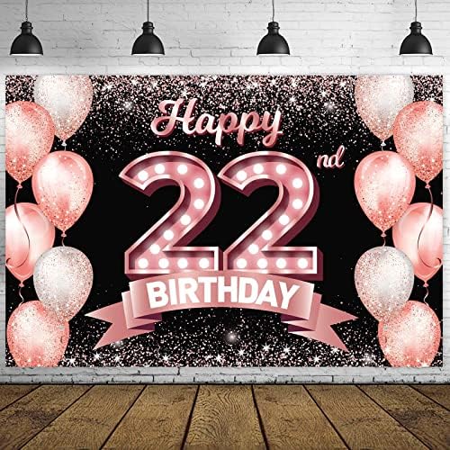 Sretan 27. rođendan pozadina s natpisom od ružičastog zlata pozdravlja 27-godišnjake s balonima s konfetama tematski dekor Ukrasi za