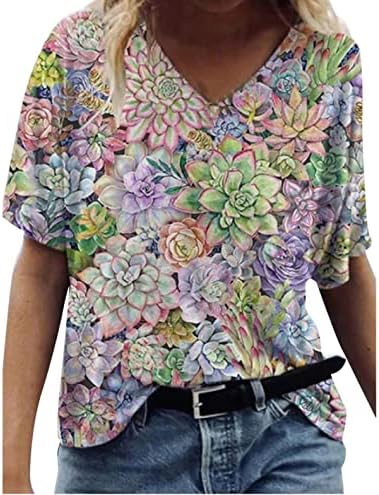 Ženski kratki rukavi Vrh ljeta jesen 2023 Odjeća trendovska pamuka V vrat Graphic Casual Majica za dame ni ni ni