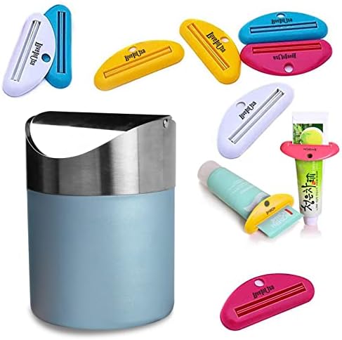 Bucket bucket na ploči s preklopnim poklopcem i 4 pakiranja sokovnika za zubnu pastu u različitim bojama