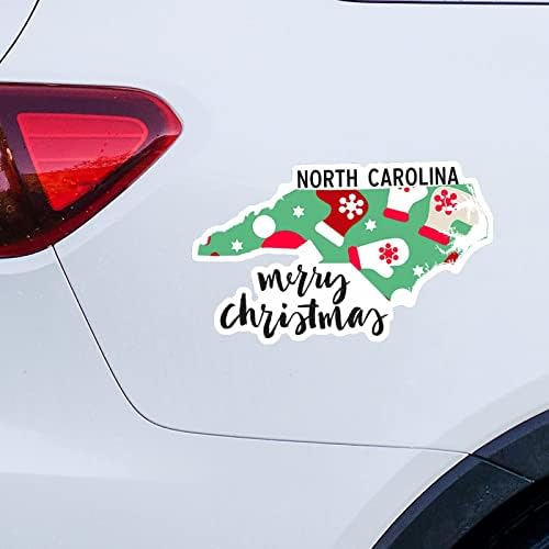 Sjeverna Karolina Home State božićne naljepnice Merrry Božićna Sjeverna Karolina karta automobila naljepnica za božićni ukras naljepnica