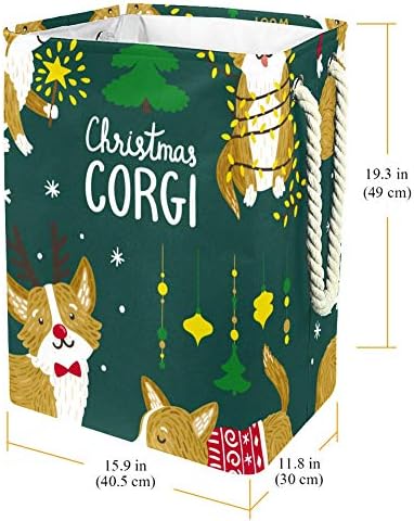 Neobičan set slatkih Corgi pasa s božićnim elementima 300 inča Oksford PVC vodootporna košara za odjeću velika košara za rublje za
