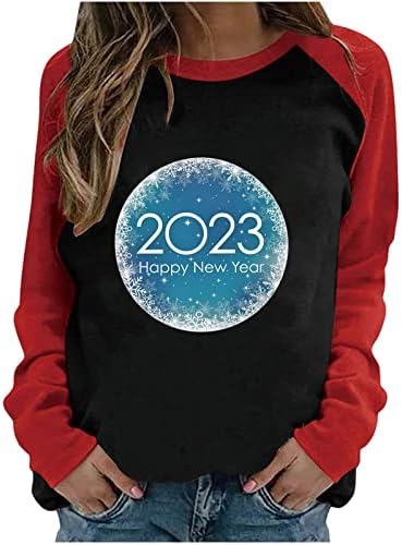 2023 Pulover na ramenu za žene modni colorblock bluza Creveck dugi rukavi majice grafički džemperi