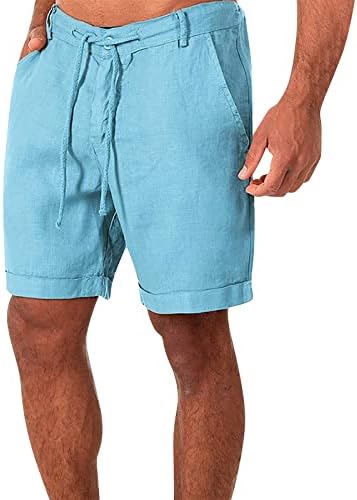 Wenkomg1 muške kratke hlače, osnovne lagane plaže na plaži pamučne lanene prozračne kratke hlače pidžama dna
