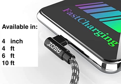 AGOZ 4inch Kratki USB C kabel, brzi punjač 90 stupnjeva kabelskog kabela kompatibilan sa Samsung Galaxy S23 S22 S21 S21 S20, S10 Plus,
