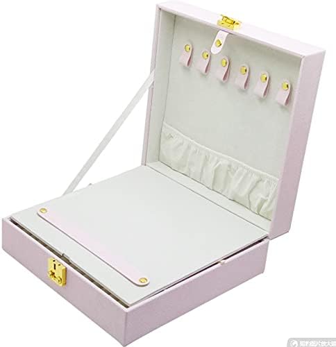 XJJZS Koža jednostavna kutija za odlaganje nakita s poklon pakiranjem za zaključavanje naušnica