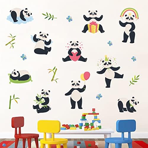 Slatka panda vodootporne Zidne naljepnice pande pande bambusovi leptiri Zidne naljepnice uklonjive Zidne naljepnice za dječju igraonicu