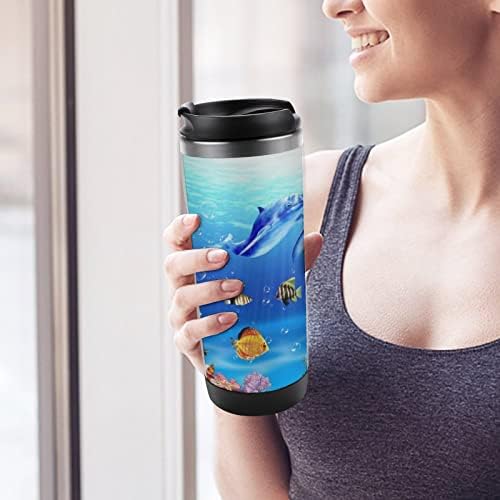 Dolphin Kiss Putničke šalice za kavu s poklopcem izolirane šalice od nehrđajućeg čelika dvostruka zidna boca