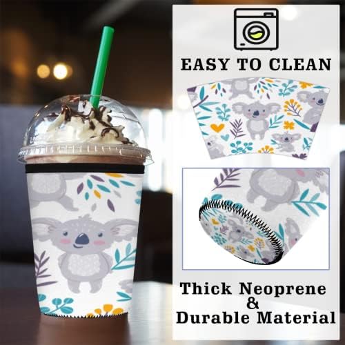 4 pakiranje ledene rukave za višekratnu upotrebu ledene kave - Osolator rukava za hladna pića, držač neoprenske šalice za kavu Starbucks,