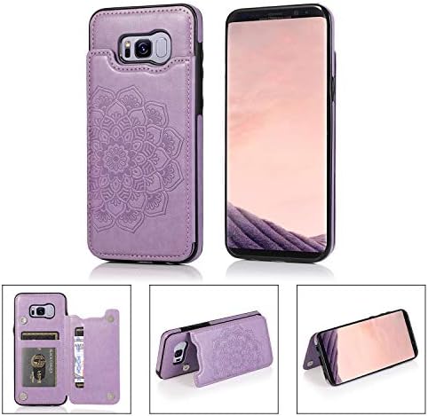 Asuwish Kompatibilan sa slučajem Samsung Galaxy S8 Plus i zaštitna folija za zaslon od kaljenog stakla, utor za kartice, stalak za
