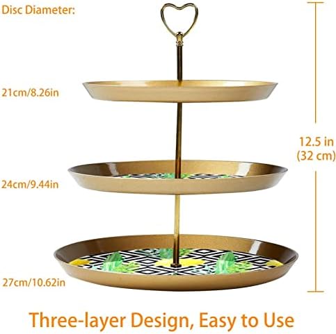 3 nivo postolje za cupcake toranj zaslon kolača za desert stabla kula za zabave događaji dekor, moderni geometrijski uzorak limunovo