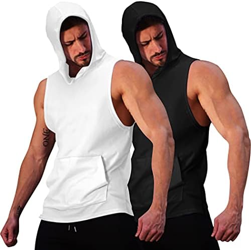 Coofandy muški 2 paket vježbanja s kapuljačama s kapuljačama vrhovi bodybuilding mišića odsječeni majica bez rukava bez rukava