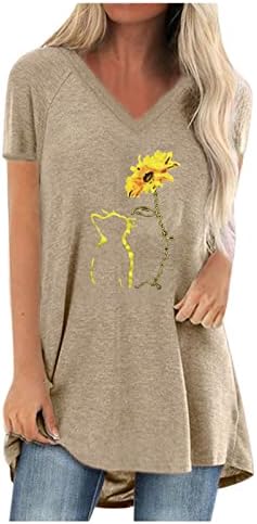 Ljetna jesen v vrata bluze za žene odjeće s kratkim rukavima Trendi pamučna grafička grafička ležerna košulja 2s 2s 2s