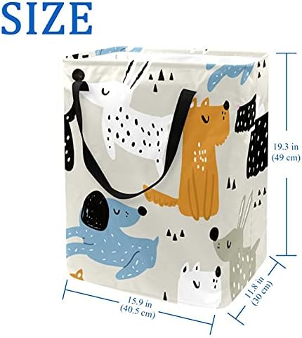 Dječja košara za rublje s ručno nacrtanim psima velika torba za organizatore od tkanine sklopiva košara za rublje s ručkama